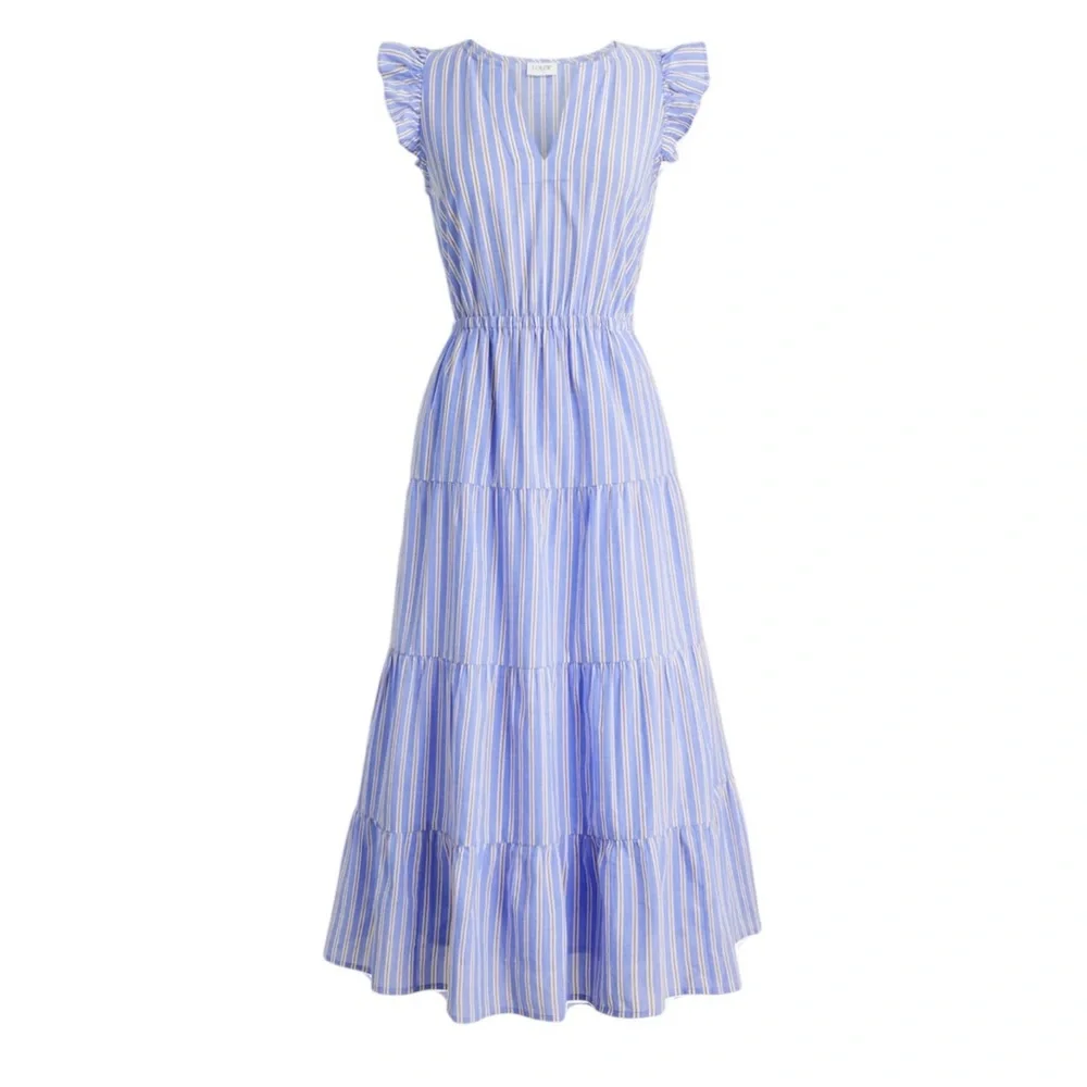 J. Crew Blue and White Striped Maxi Dress